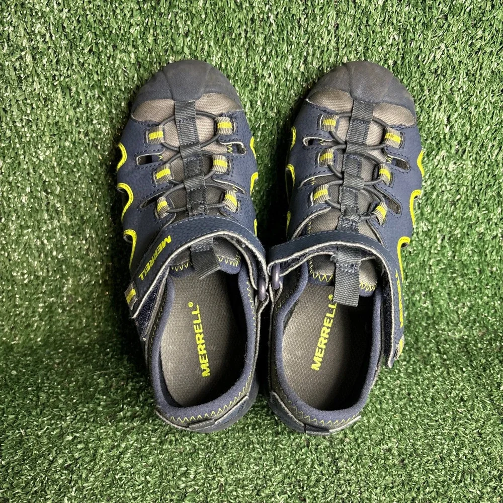 Merrell Hydro Choprock Hook Loop Hiking Water Sandal Blue Lime Kids Boys Size 2M